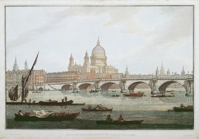 Vista del Puente de Blackfriars y la Catedral de San Pablo, grabado por J. C. Stadler, publicado en 1790 por William Byrne de Joseph Farington